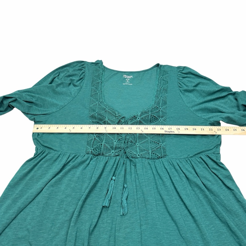 Torrid Teal Lace Detail Blouse - Picture 4 of 7